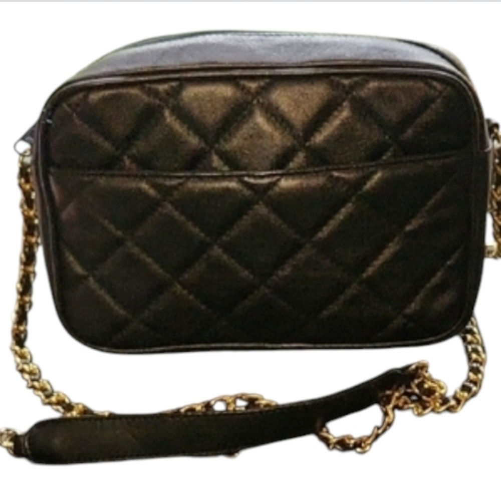 Lord & Taylor Vintage Elegant Black Quilted Crossbody Bag